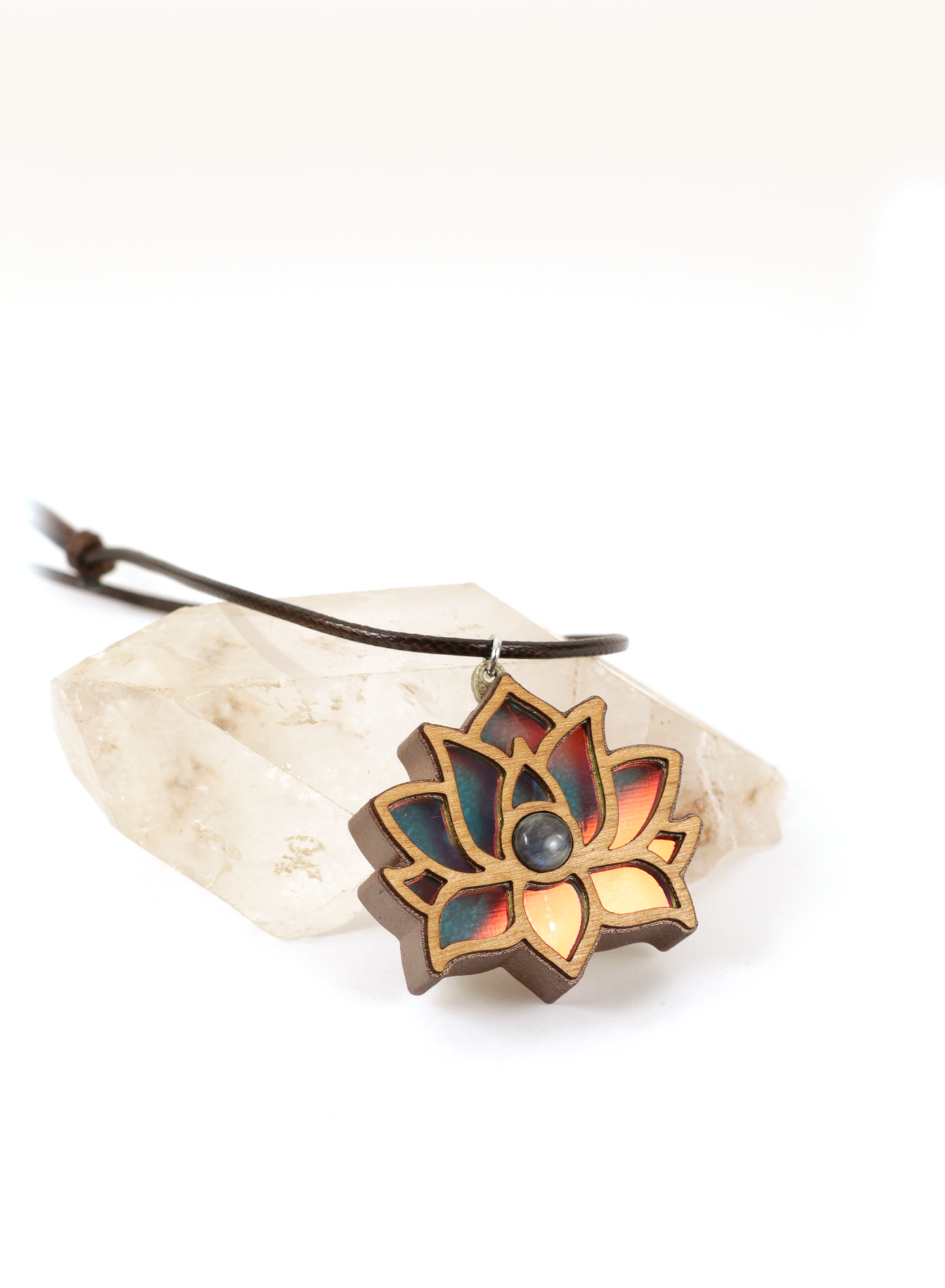 Divine Lotus Iridescent Acrylic in Dark Copper Filament | RGB Fade LED Pendant