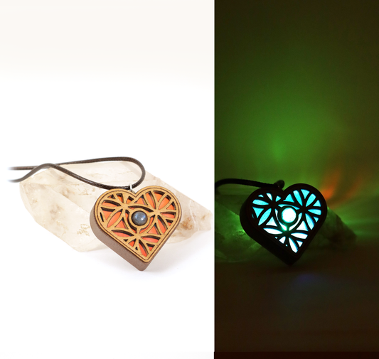 Infinity Heart Iridescent Acrylic in Dark Copper Filament | RGB Fade LED Pendant