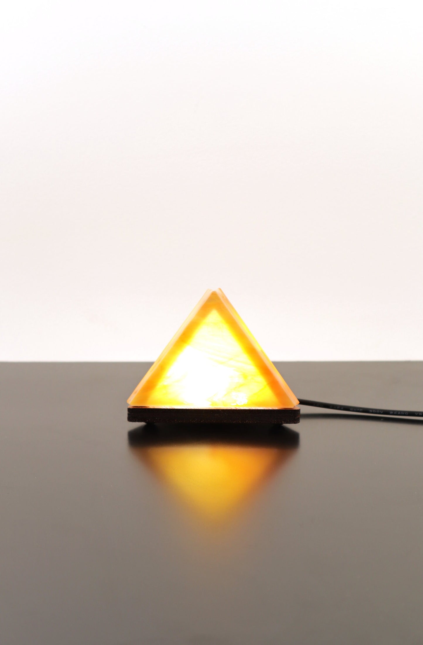 Stained Glass Pyramid Lamp |  Gold | USB Powered Dimmable LED Accent Light