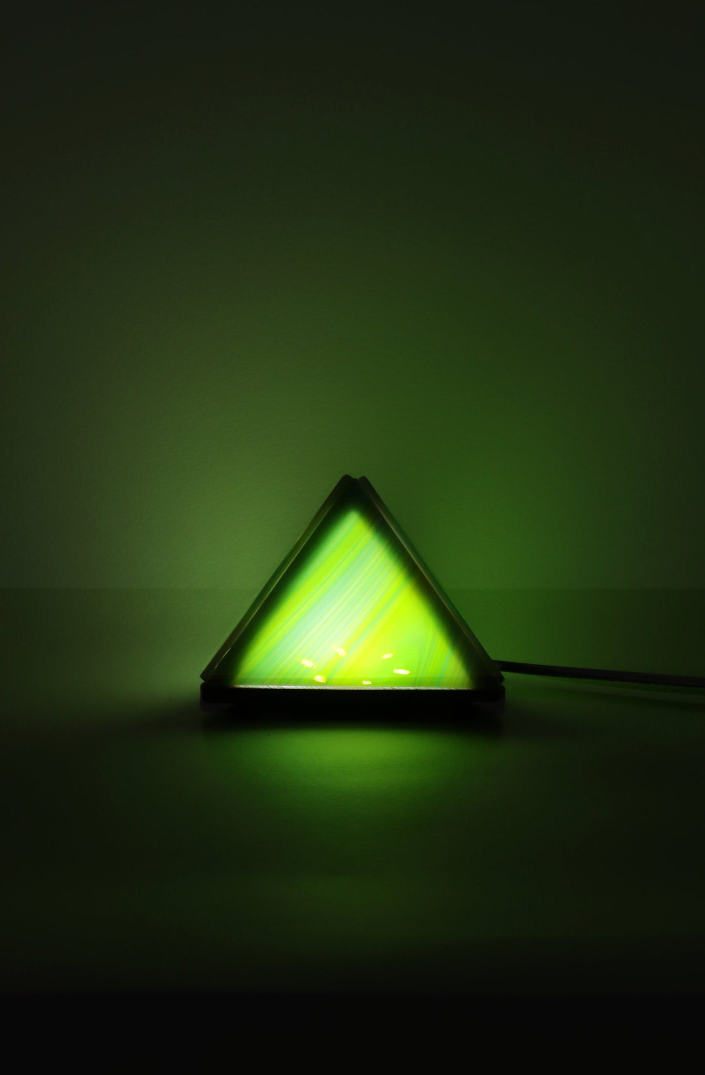 Stained Glass Pyramid Lamp | Mixed Green | USB Powered Dimmable LED Accent Light