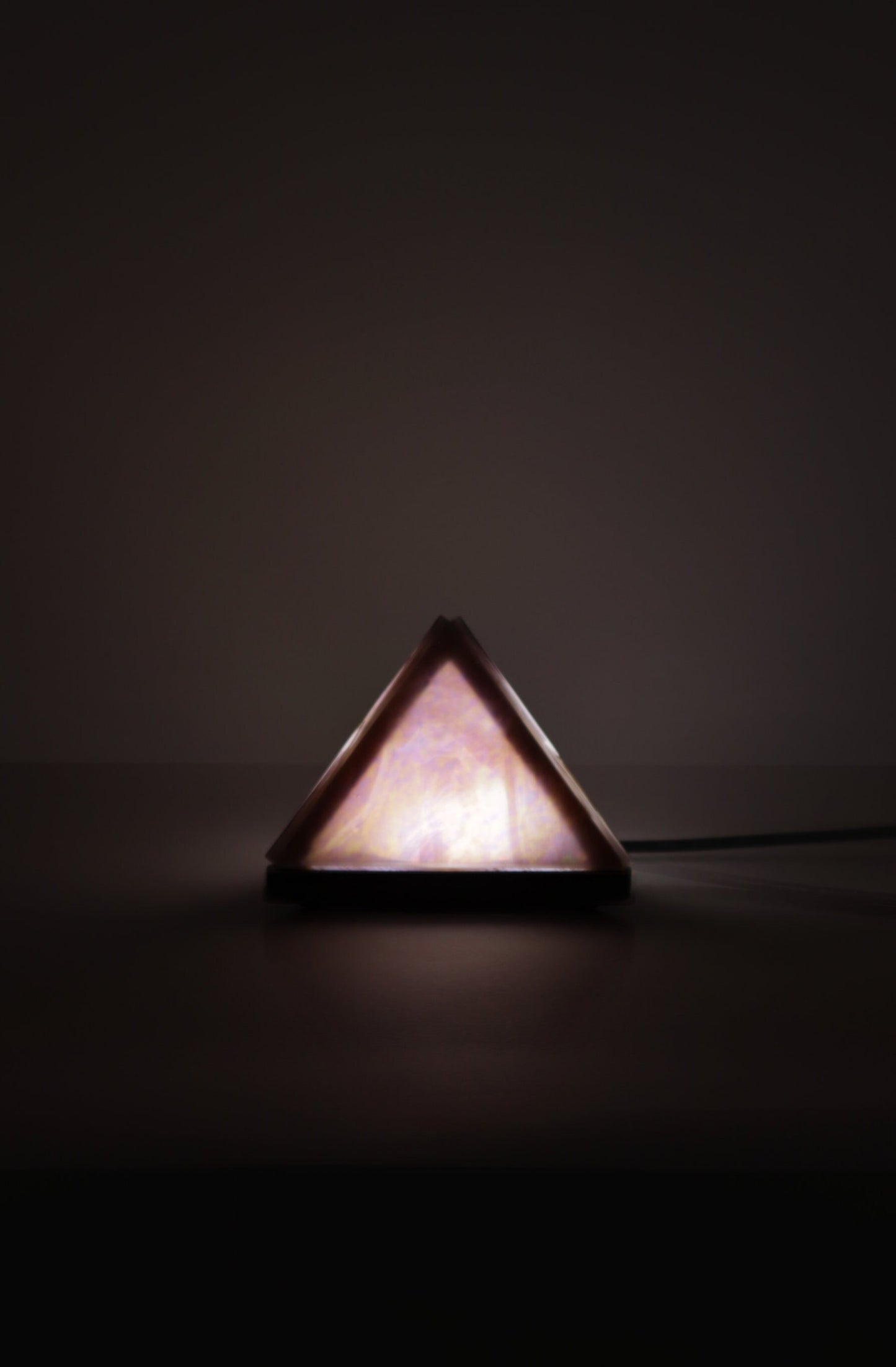 Stained Glass Pyramid Lamp | Iridescent Mauve | USB Powered Dimmable LED Accent Light