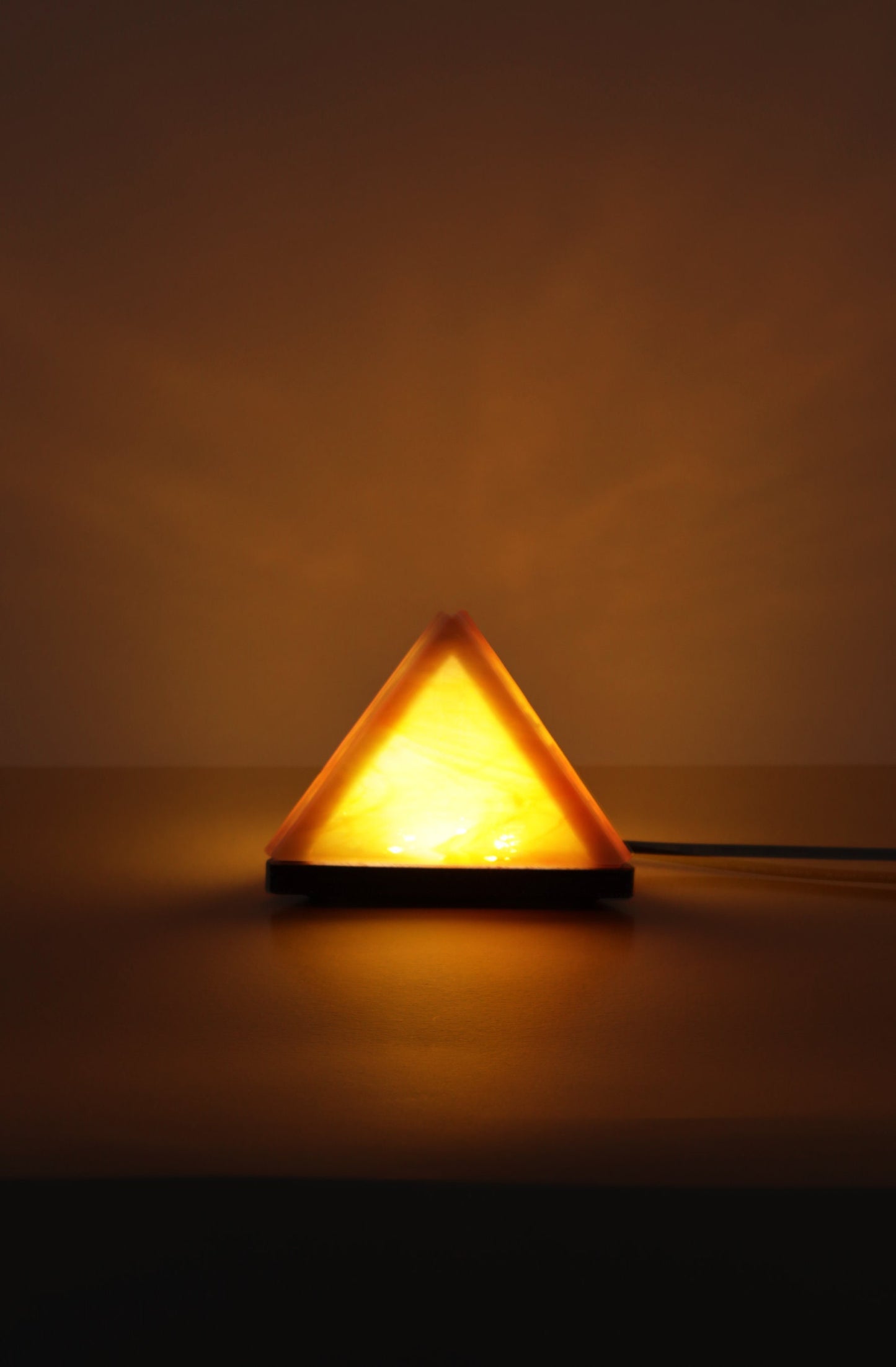 Stained Glass Pyramid Lamp |  Gold | USB Powered Dimmable LED Accent Light