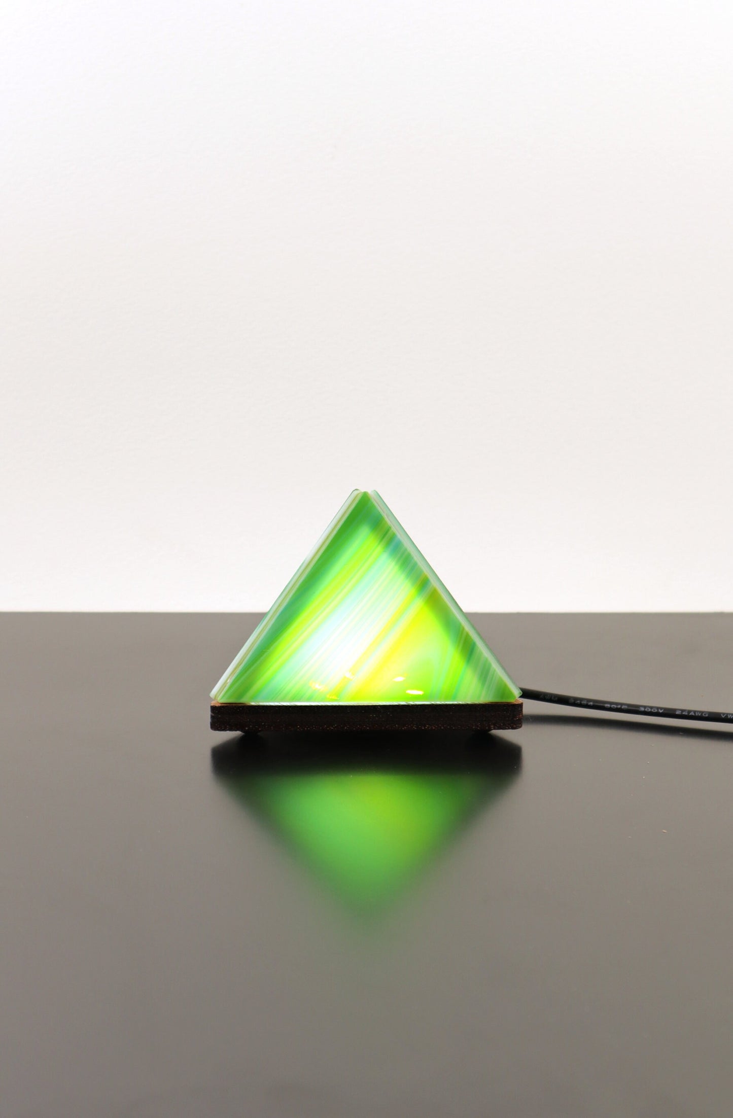 Stained Glass Pyramid Lamp | Mixed Green | USB Powered Dimmable LED Accent Light