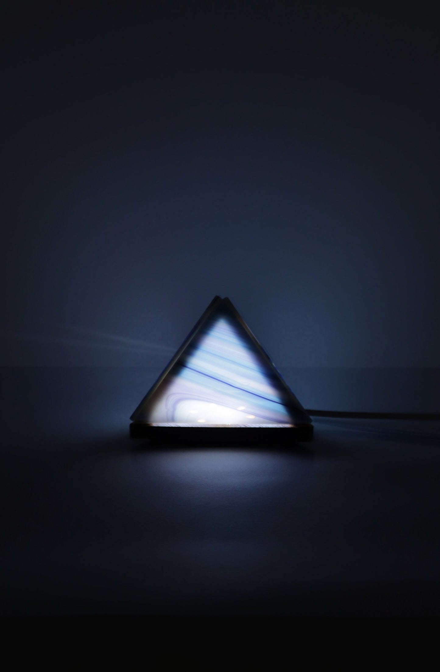 Stained Glass Pyramid Lamp | Mixed Blue | USB Powered Dimmable LED Accent Light