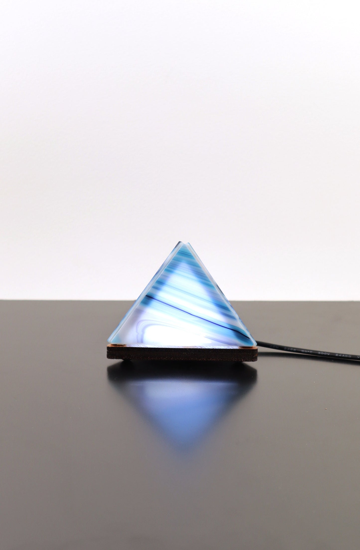 Stained Glass Pyramid Lamp | Mixed Blue | USB Powered Dimmable LED Accent Light