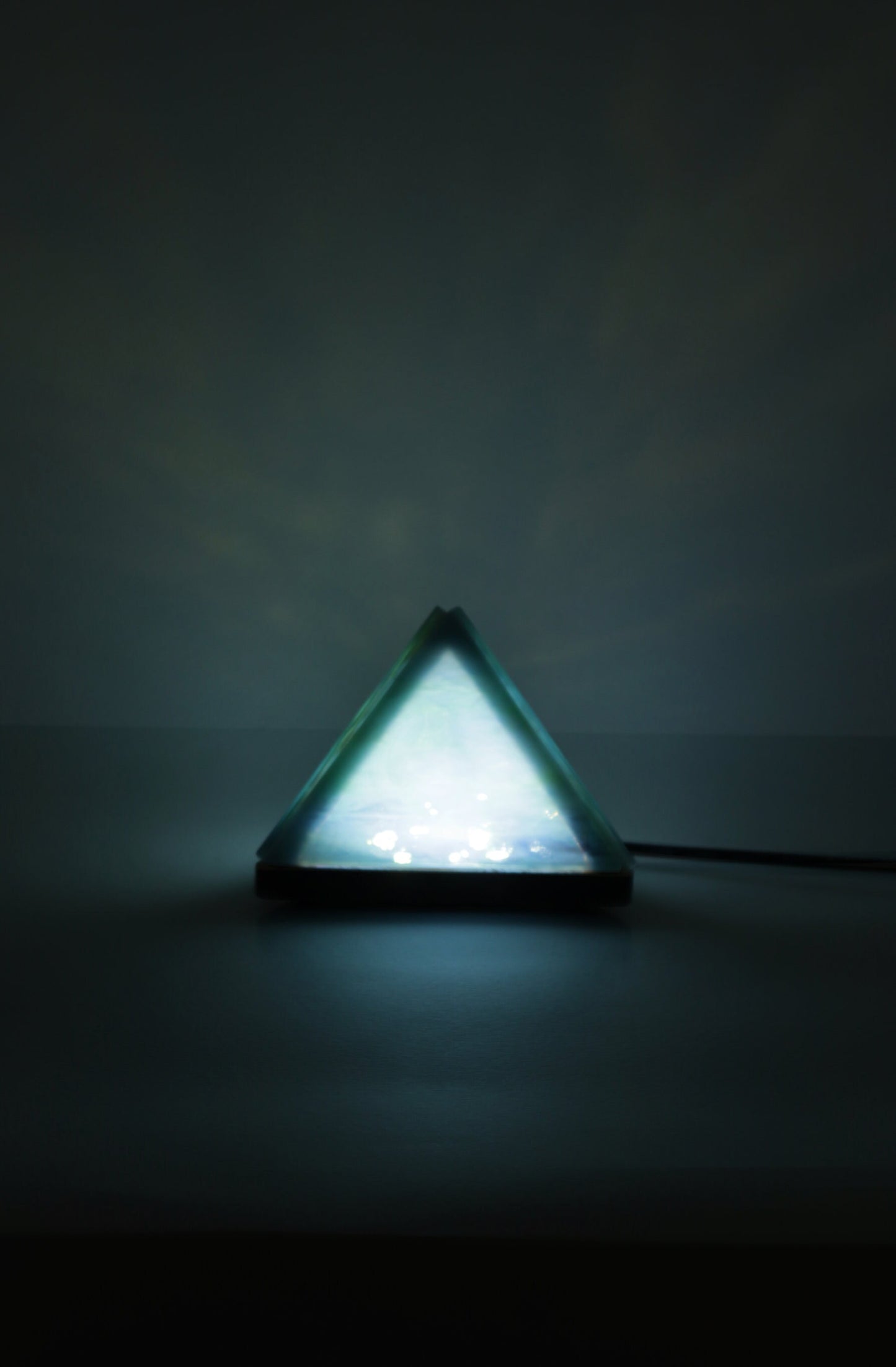 Stained Glass Pyramid Lamp | Aqua Mix | USB Powered Dimmable LED Accent Light